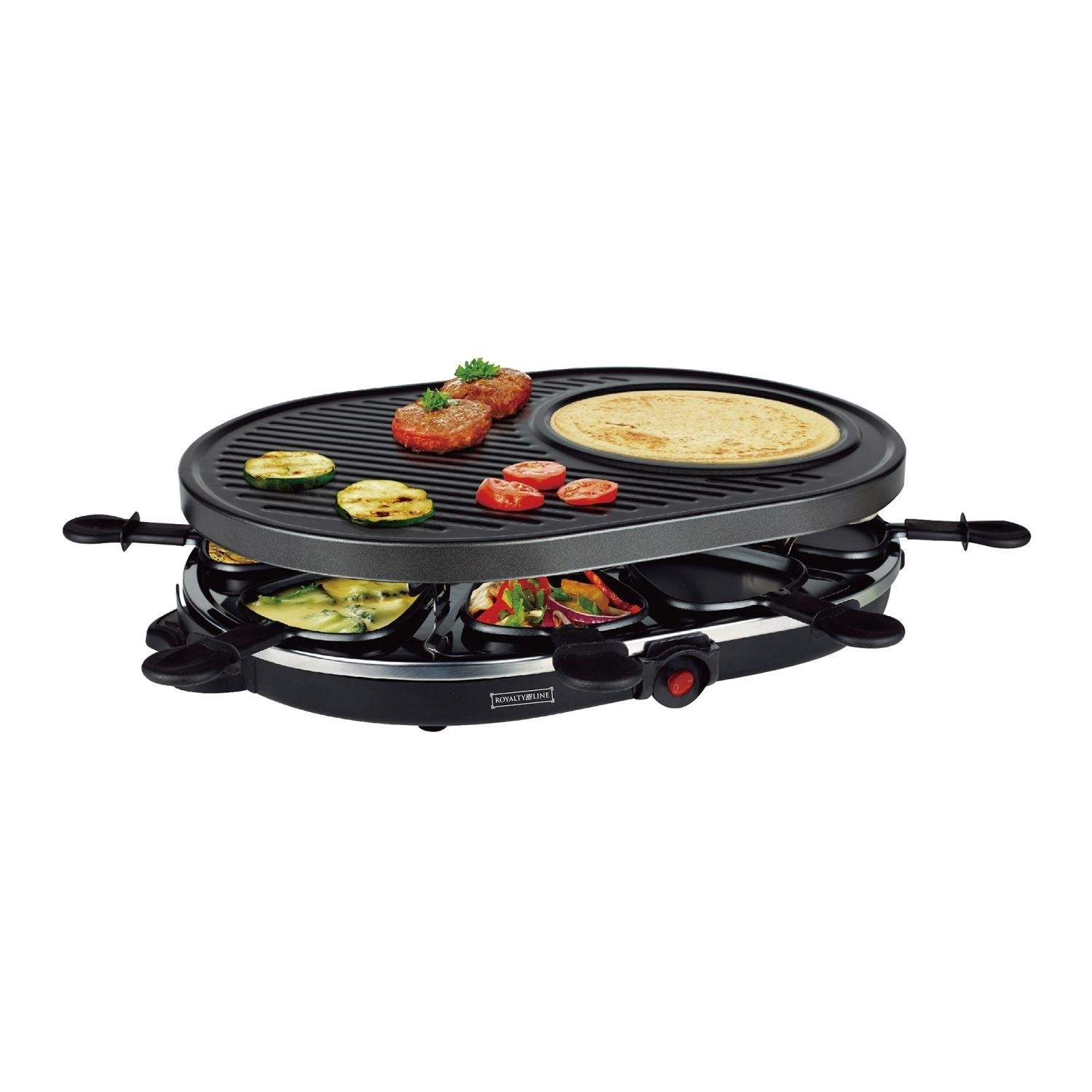 Royalty Line 2 i 1 elektrisk grill med 8 stykker raclette