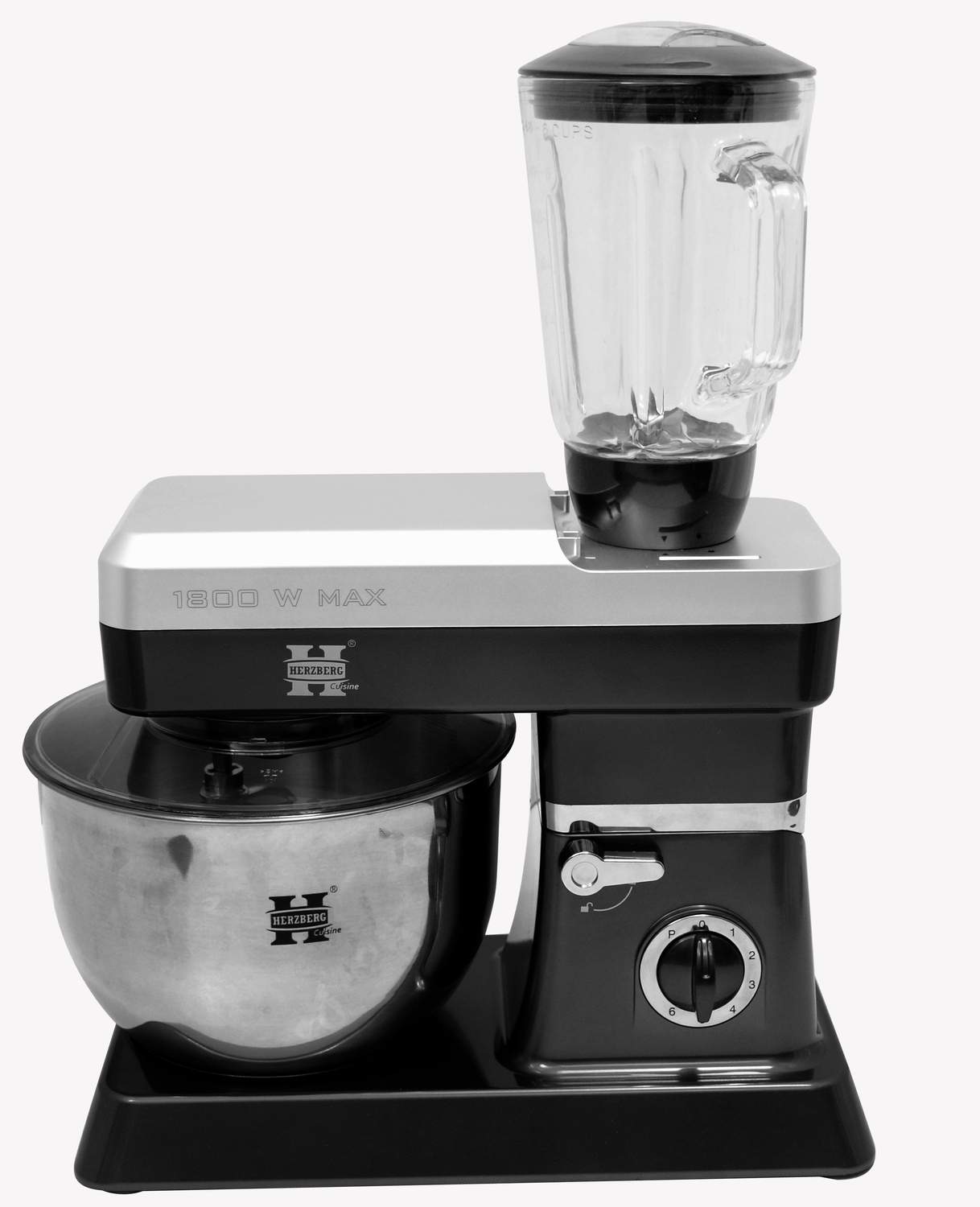 Herzberg HG-5065: 2 i 1 6,5 l ståmixer og 1,7 blender- 1200W sort