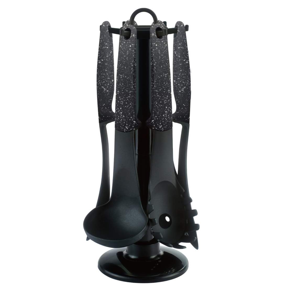 Cheffinger CF-UT03: 6-delars bestickset med roterande stativ - svart | Hem & Hobby - Hem & Hushåll - Kök - Köksredskap | Pryloteket