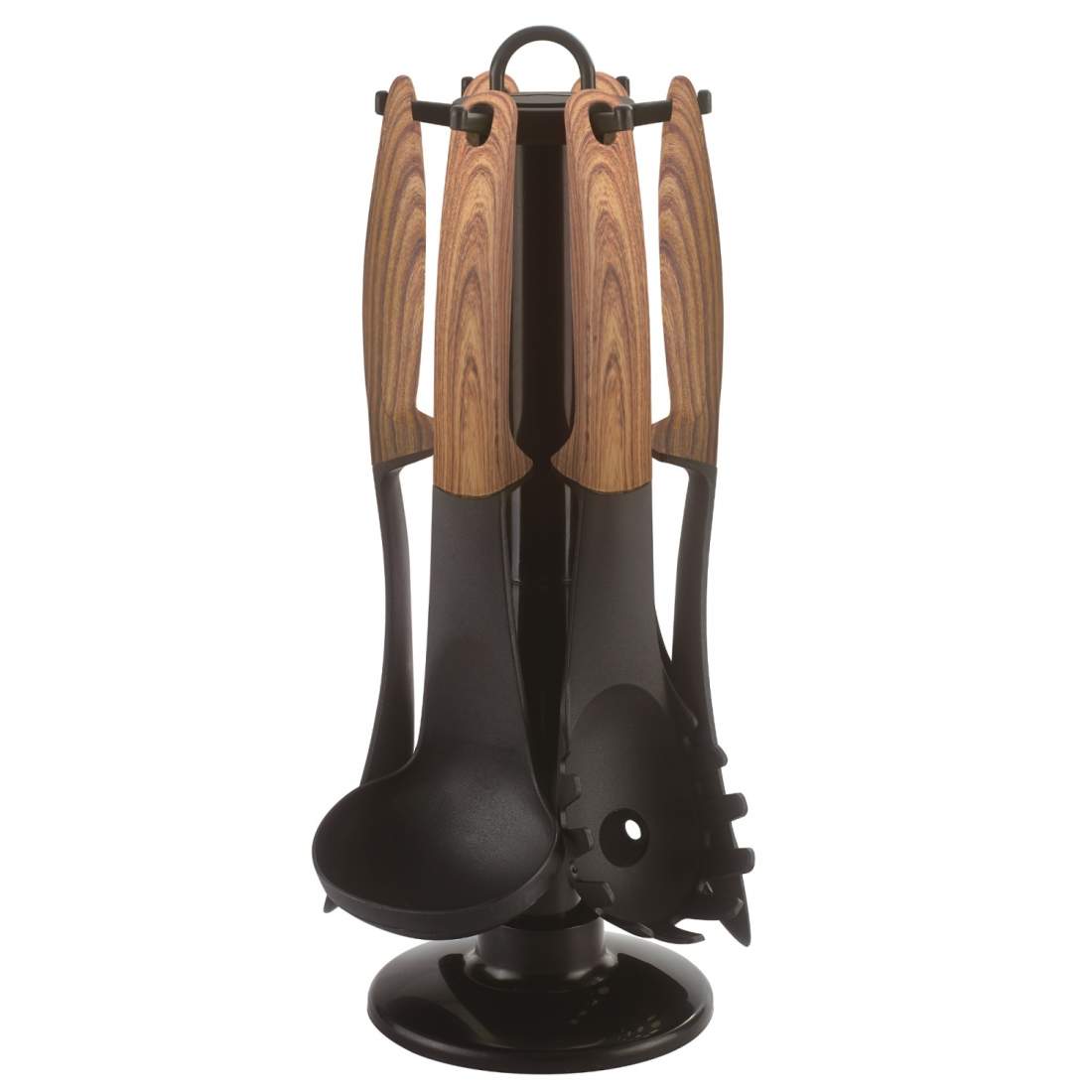 Cheffinger CF-UT02: Köksredskapsset i 6 delar med roterande stativ - trä | Hem & Hobby - Hem & Hushåll - Kök - Köksredskap | Pryloteket