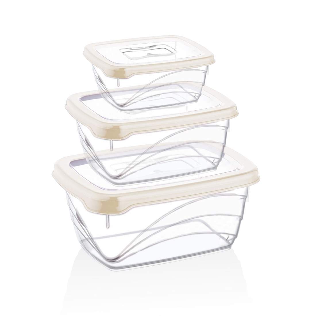 Herzberg 3 delar extra djup Bio Saver Box Set Elfenben | Hem & Hobby - Hem & Hushåll - Kök - Köksredskap - Lock | Pryloteket