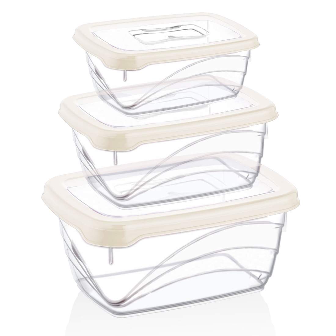 Herzberg 3 delar extra djup Bio Saver Box Set Elfenben | Hem & Hobby - Hem & Hushåll - Kök - Köksredskap - Lock | Pryloteket