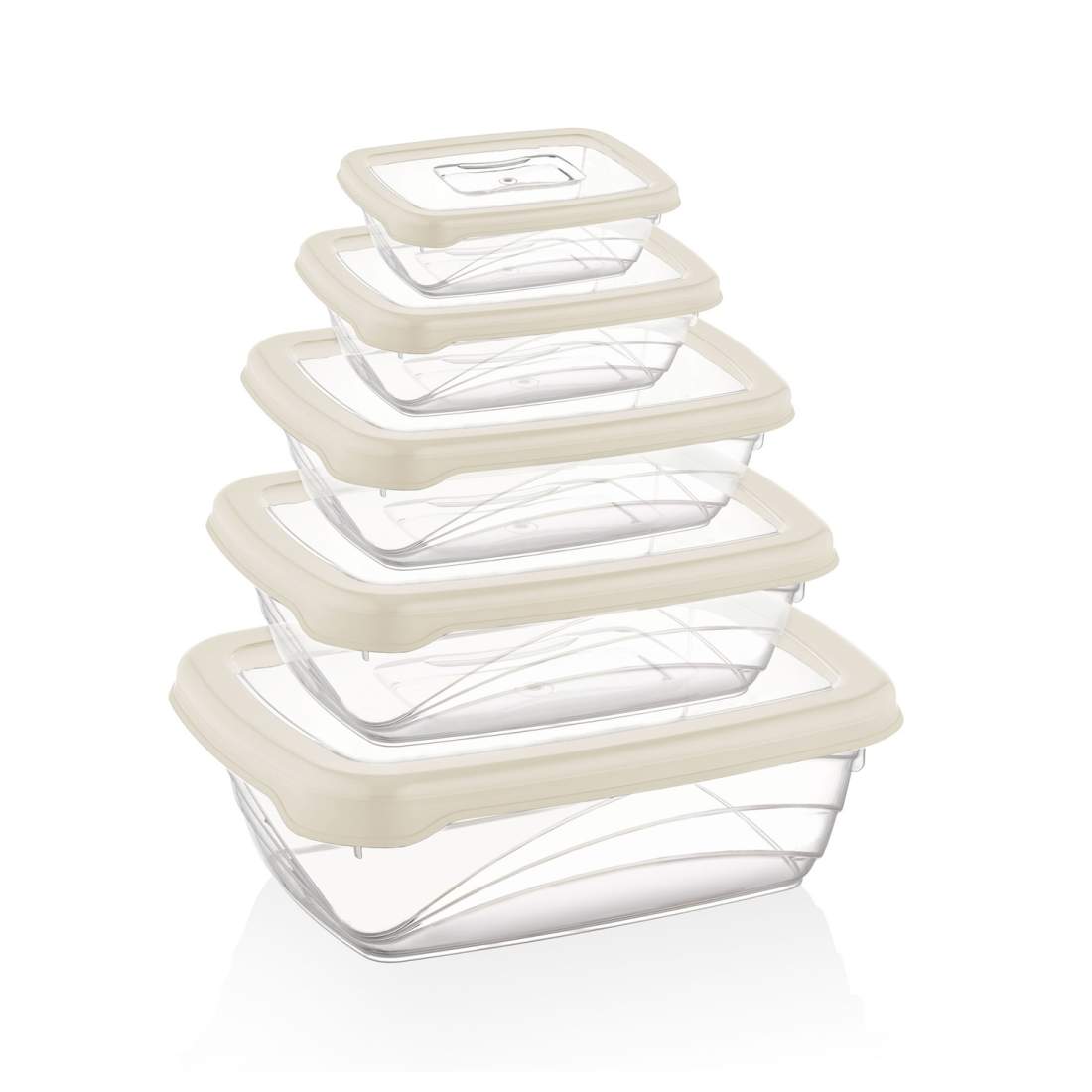 Herzberg Bio Saver Box Set i 5 delar Elfenben | Hem & Hobby - Hem & Hushåll - Kök - Köksredskap - Lock | Pryloteket