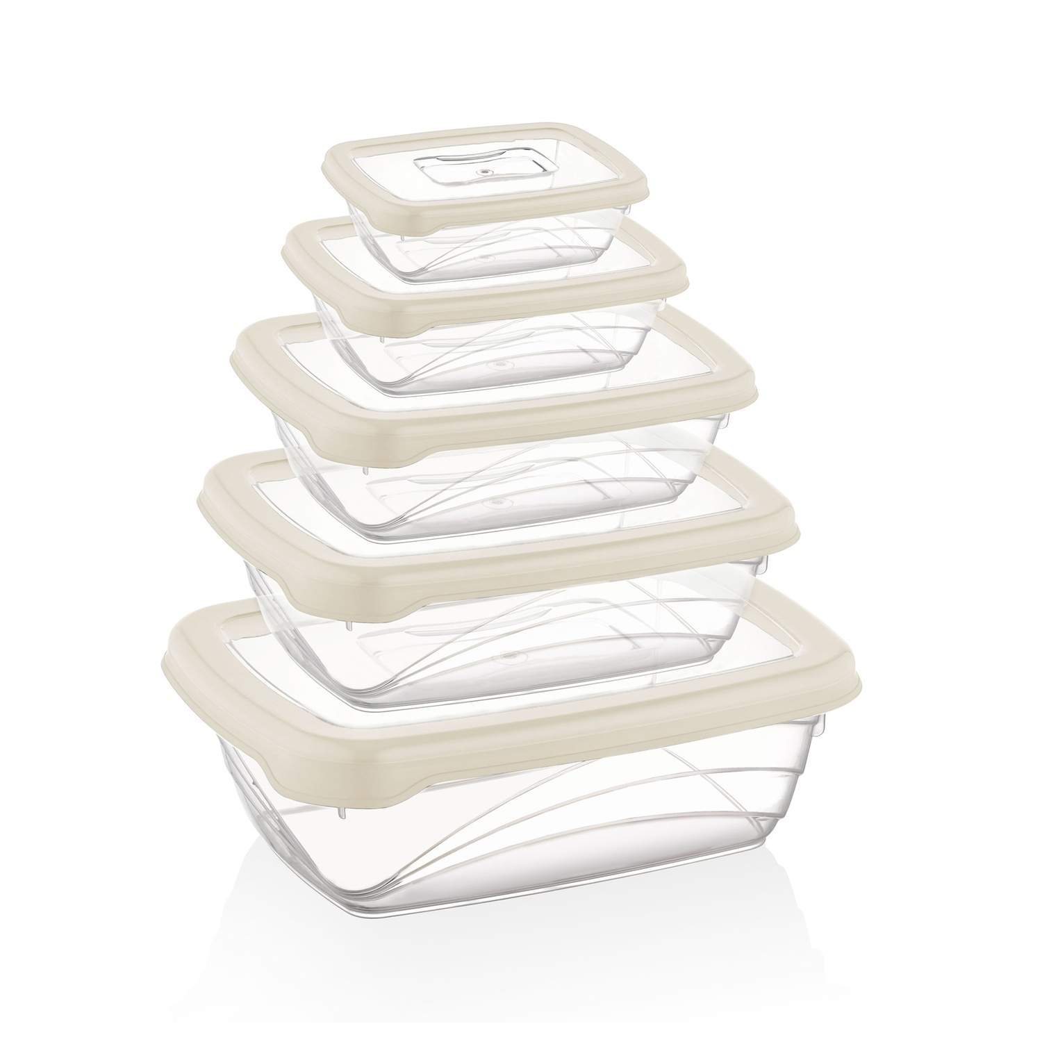 Herzberg Bio Saver Box Set i 5 delar Elfenben | Hem & Hobby - Hem & Hushåll - Kök - Köksredskap - Lock | Pryloteket