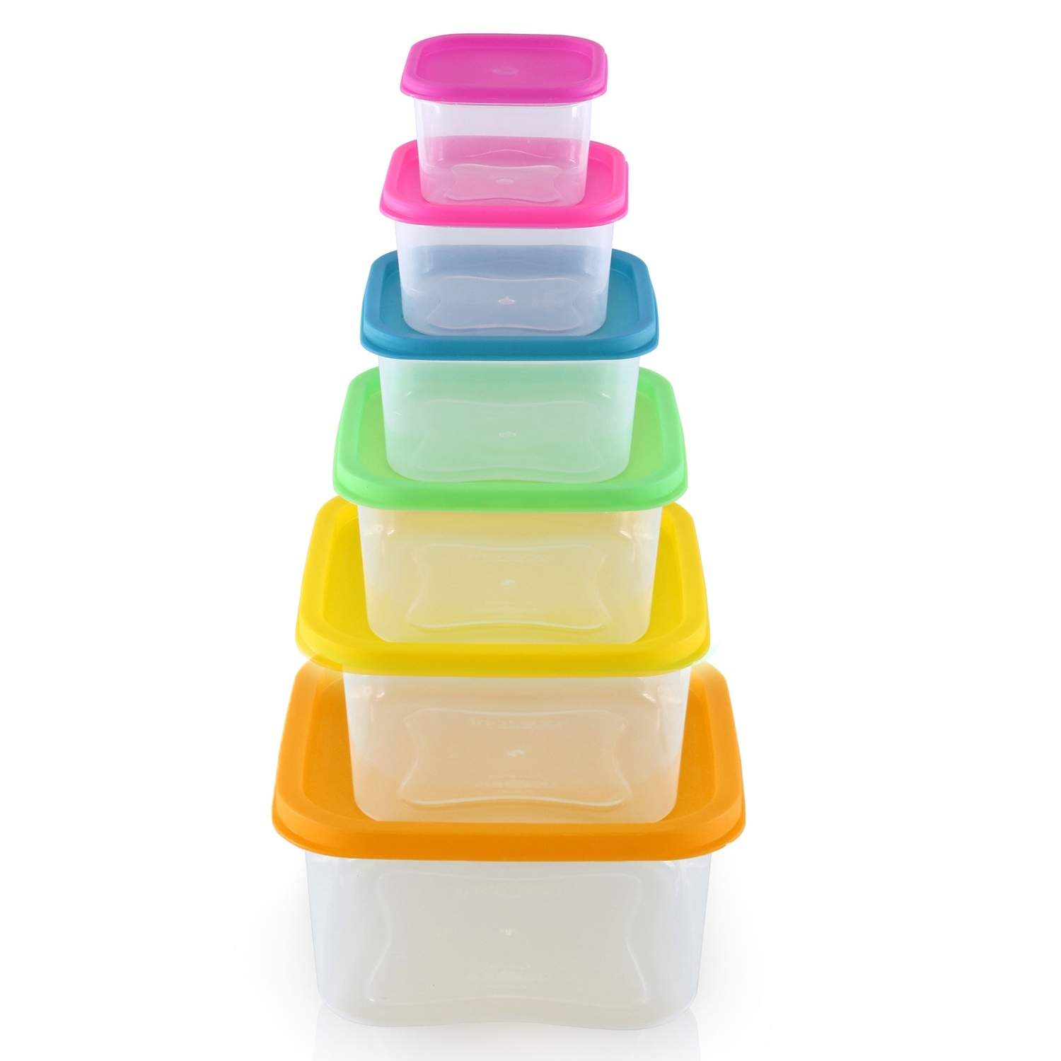 Herzberg 6-i-1 firkantet madopbevaringsbeholder-sæt