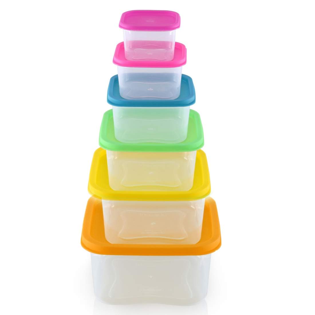 Herzberg 6-i-1 fyrkantiga förvaringsbehållare för livsmedel | Hem & Hobby - Hem & Hushåll - Kök - Köksredskap - Lock | Pryloteket