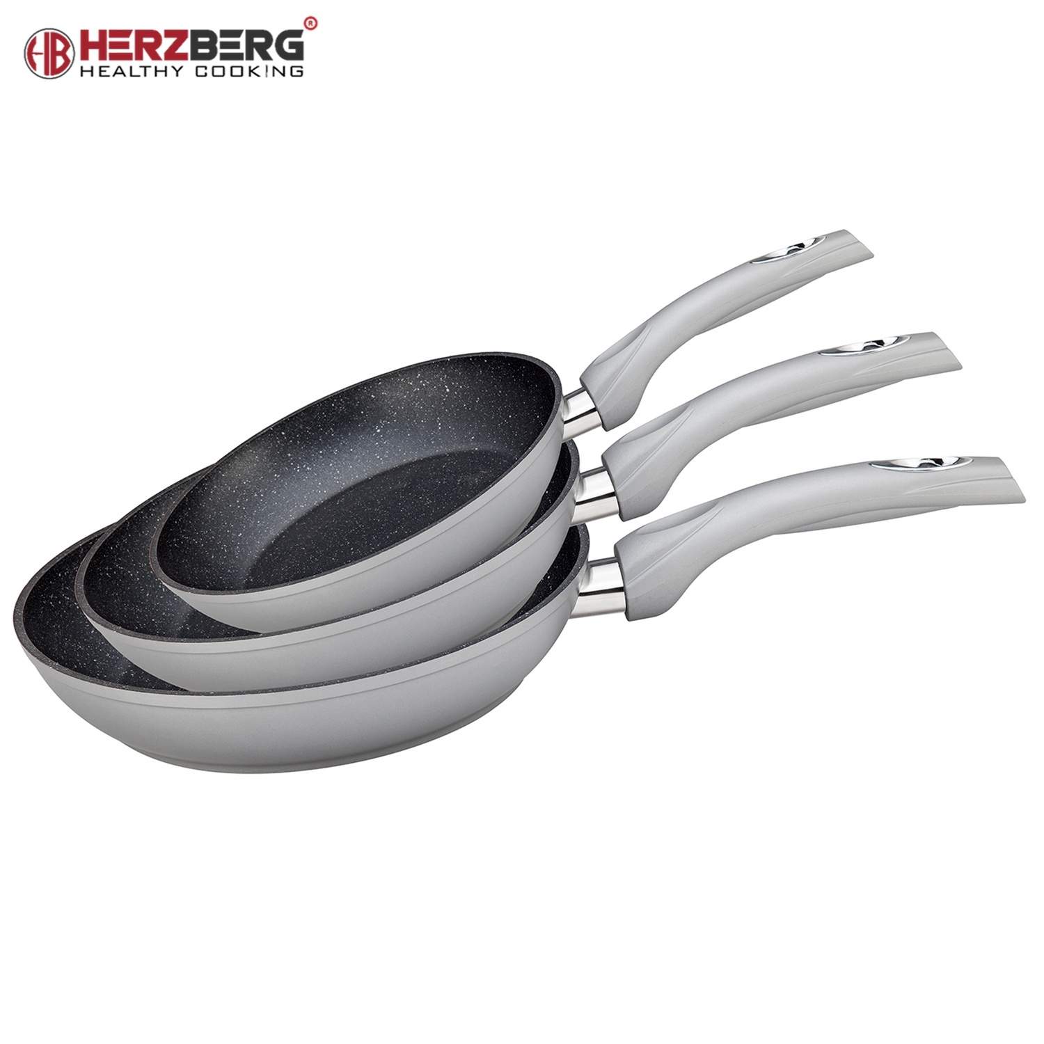 Herzberg HG-FP3: 3 dele stegepande i smedet aluminium 20/24/28 sølv