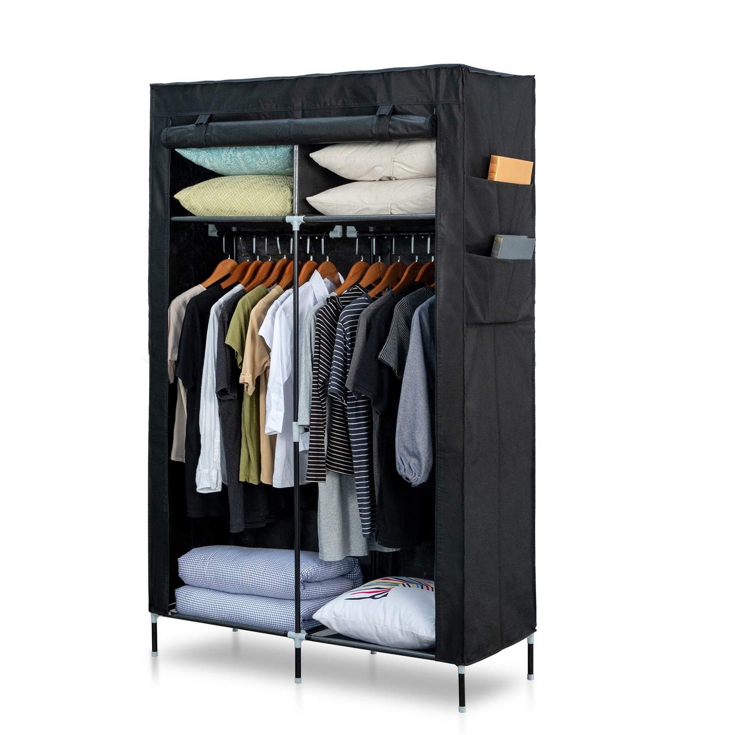 Herzberg HG-8012: Opbevaringsgarderobe sort