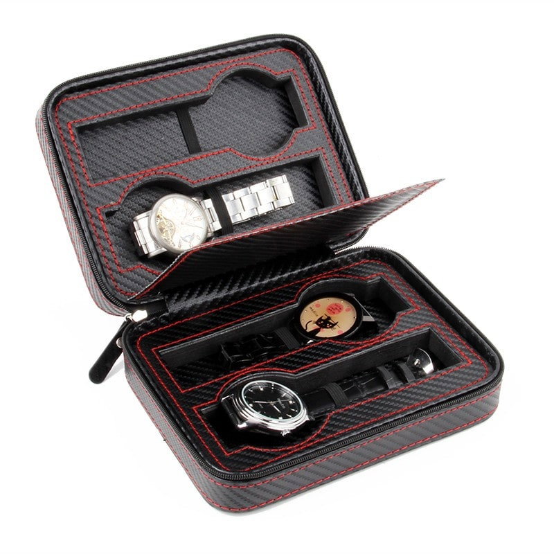Klockväska i Kolfibermönster för 4 Klockor | Mode & Accessoarer - Klockor & Klocklådor - Klockväskor | Pryloteket