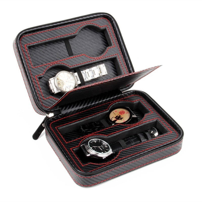 Urtaske med kulfibermønster til 4 ure