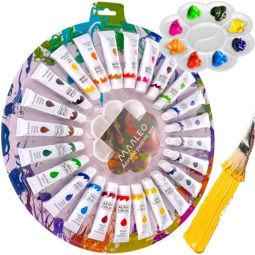 Stort Sæt Akrylmaling 24 Farver, 12 ml Hver, Perfekt til Maleri