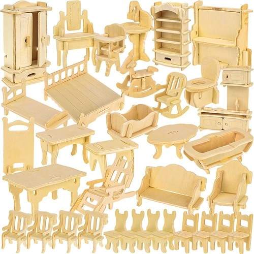 Dockmöbelset av trä 34 delar 23542 | Leksaker & Spel - Leksaker - Leksaksfigurer & Dockor | Pryloteket