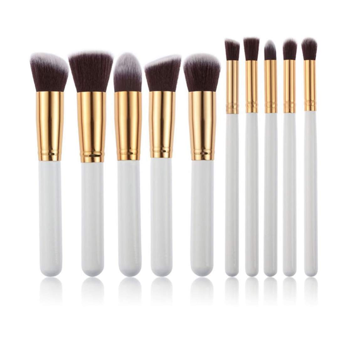 Sminkebørstesæt 10 dele - Hvid og Guld