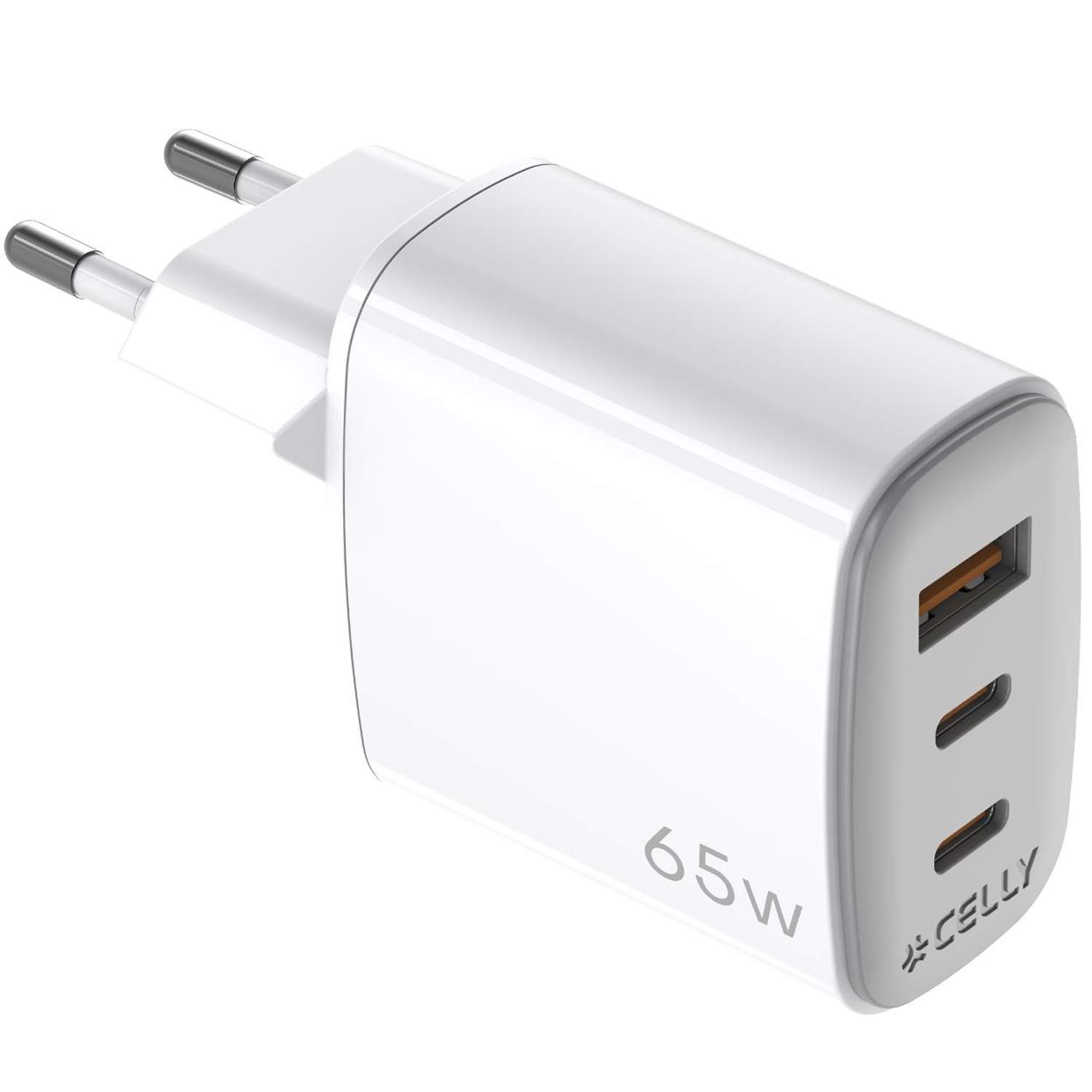 USB-laturi GaN 1 x USB-A + 2 x USB-C PD 65W