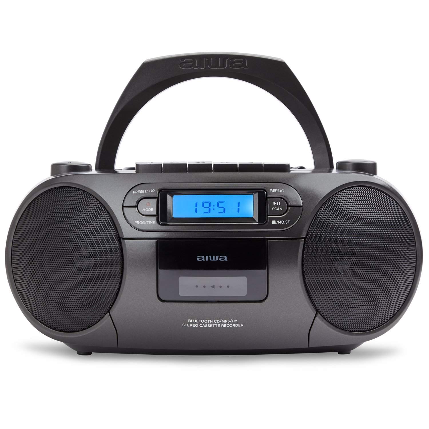 Kassetteradio CD/FM-radio/kassettebånd/USB/BT Sort