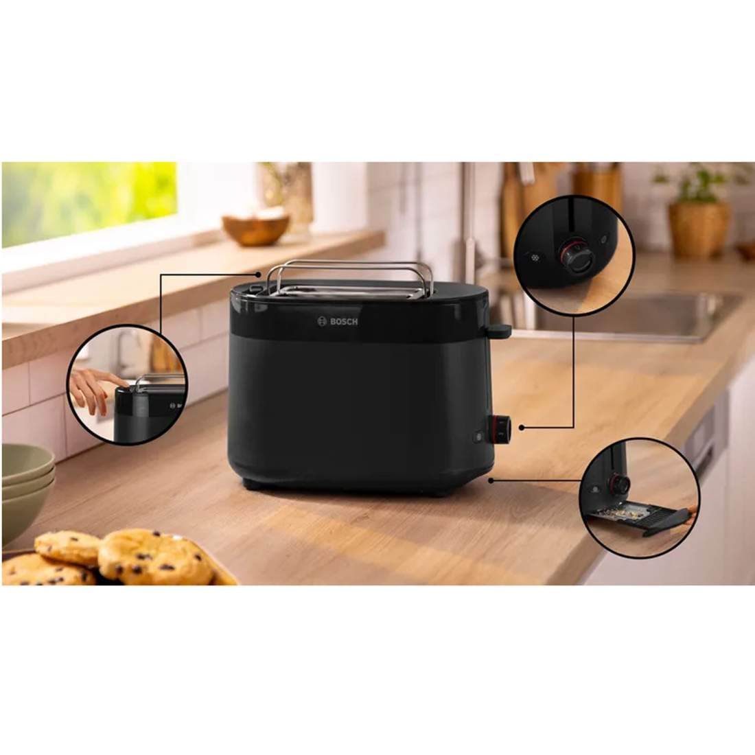 Alternativ bild 1 för Bosch TAT2M123, 2 skivor, Svart, Plast, Nivå, Rotations-, 950 W, 220 - 240 V