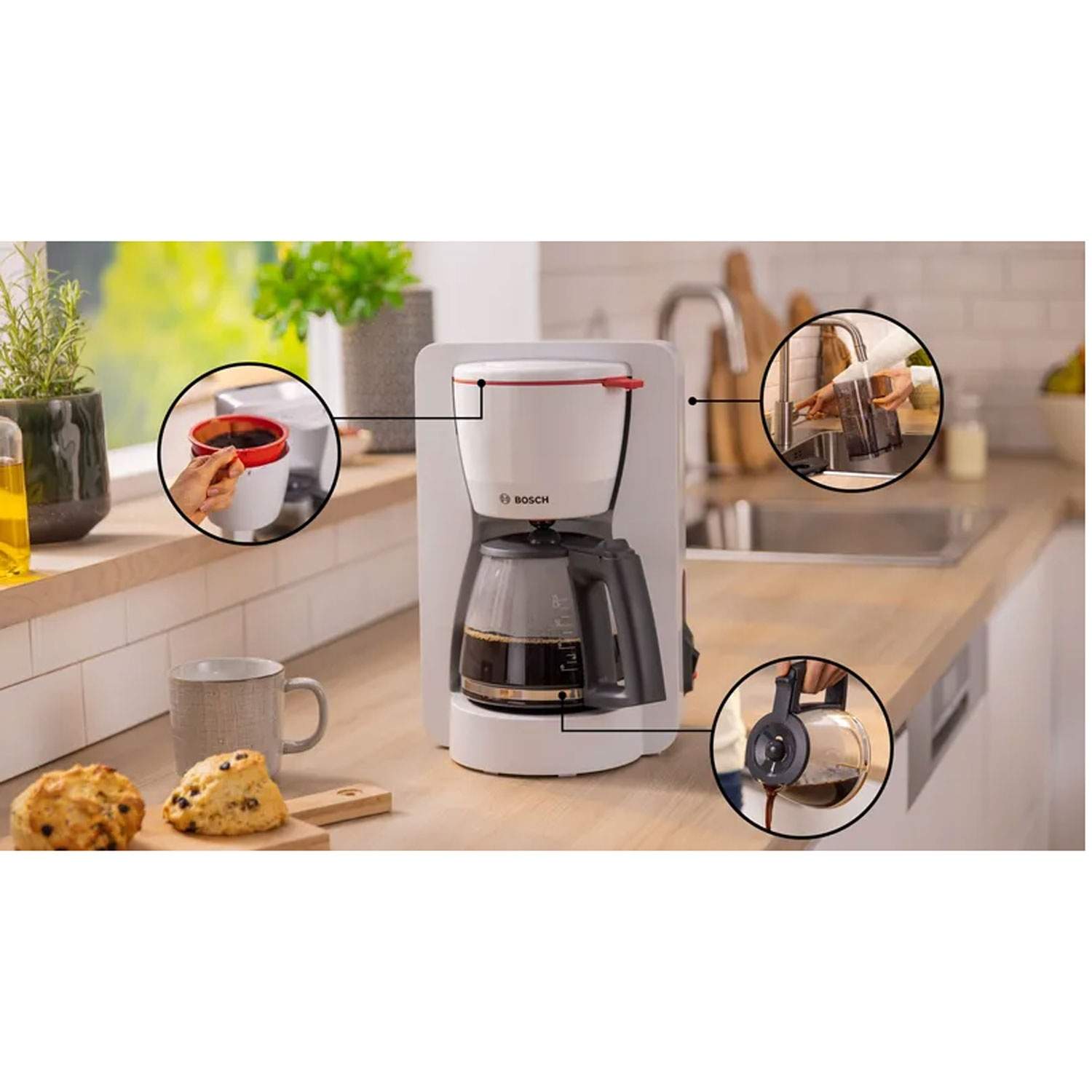 Alternativ bild 1 för Bosch MyMoment TKA2M111 - Kaffemaskin - 10 koppar - vit