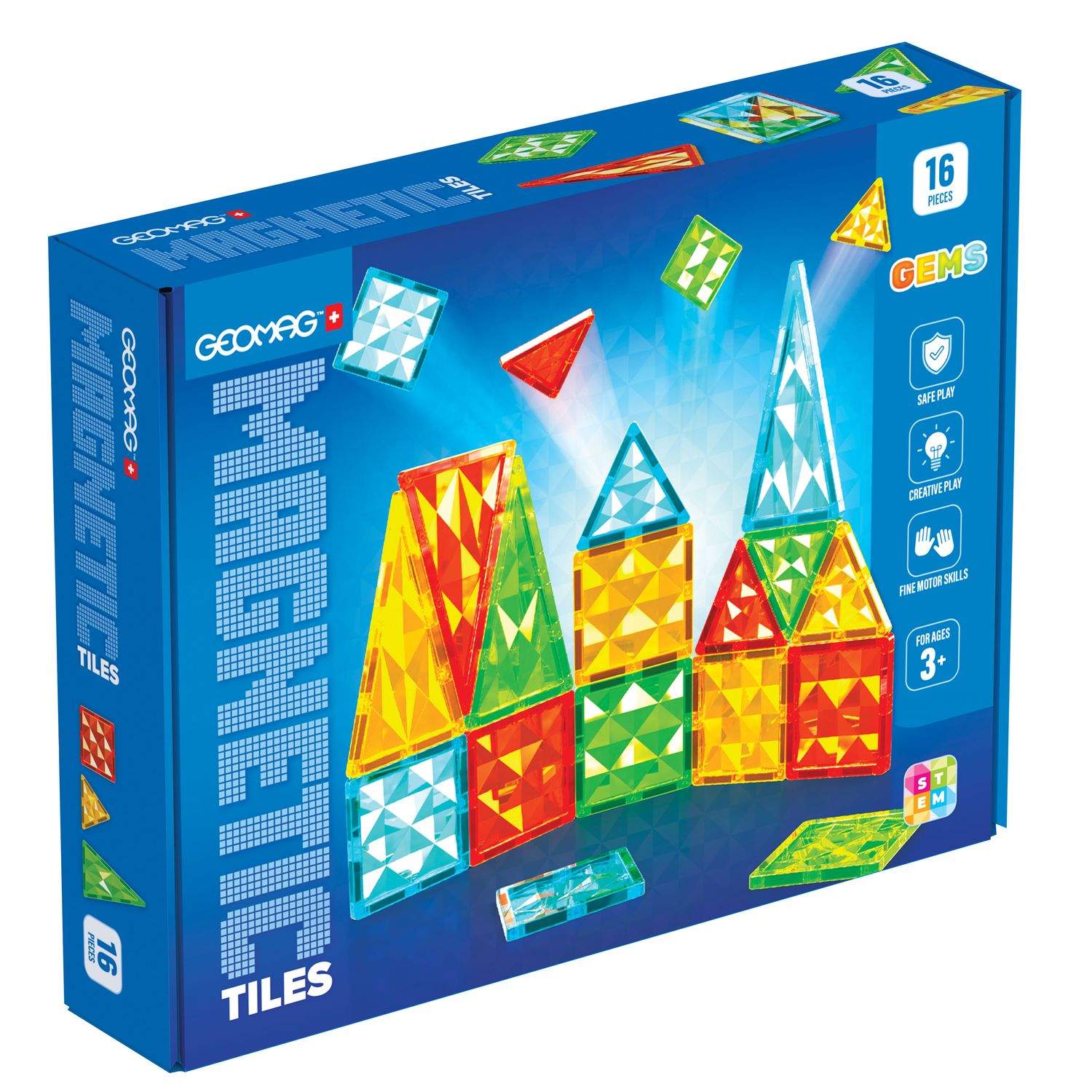 Geomag Magnetic Tiles - Lærerigt byggesæt, 16 dele