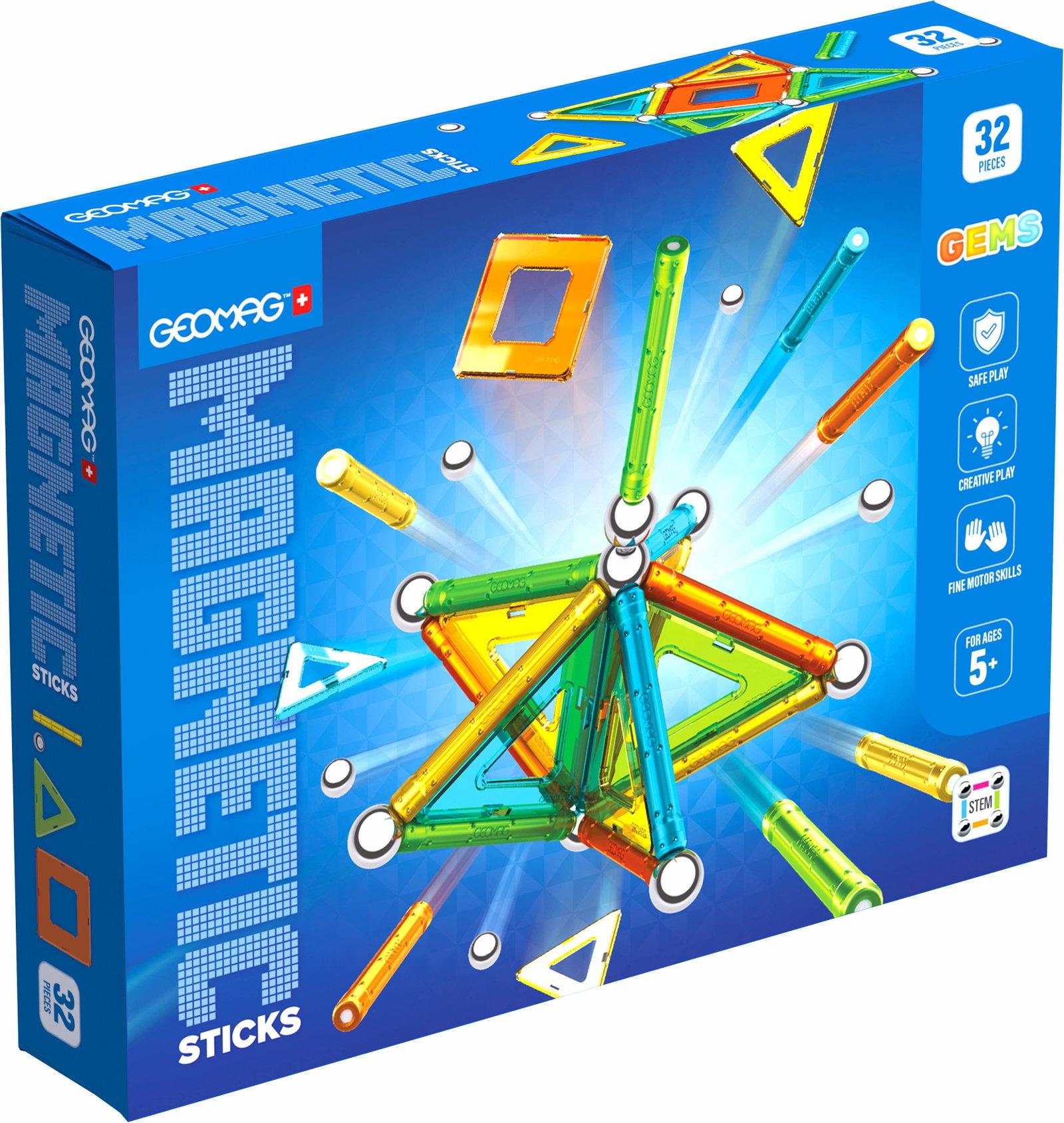 Gemag Magnetsæt - Sticks - 32 Dele