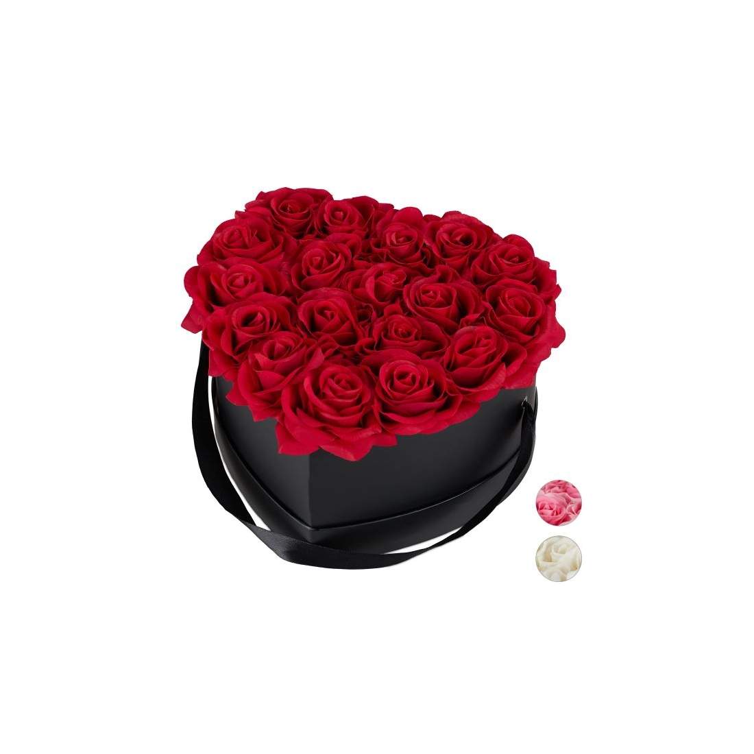 Svart hjärtformad rosbox med 18 rosor | Hem & Hobby | Pryloteket