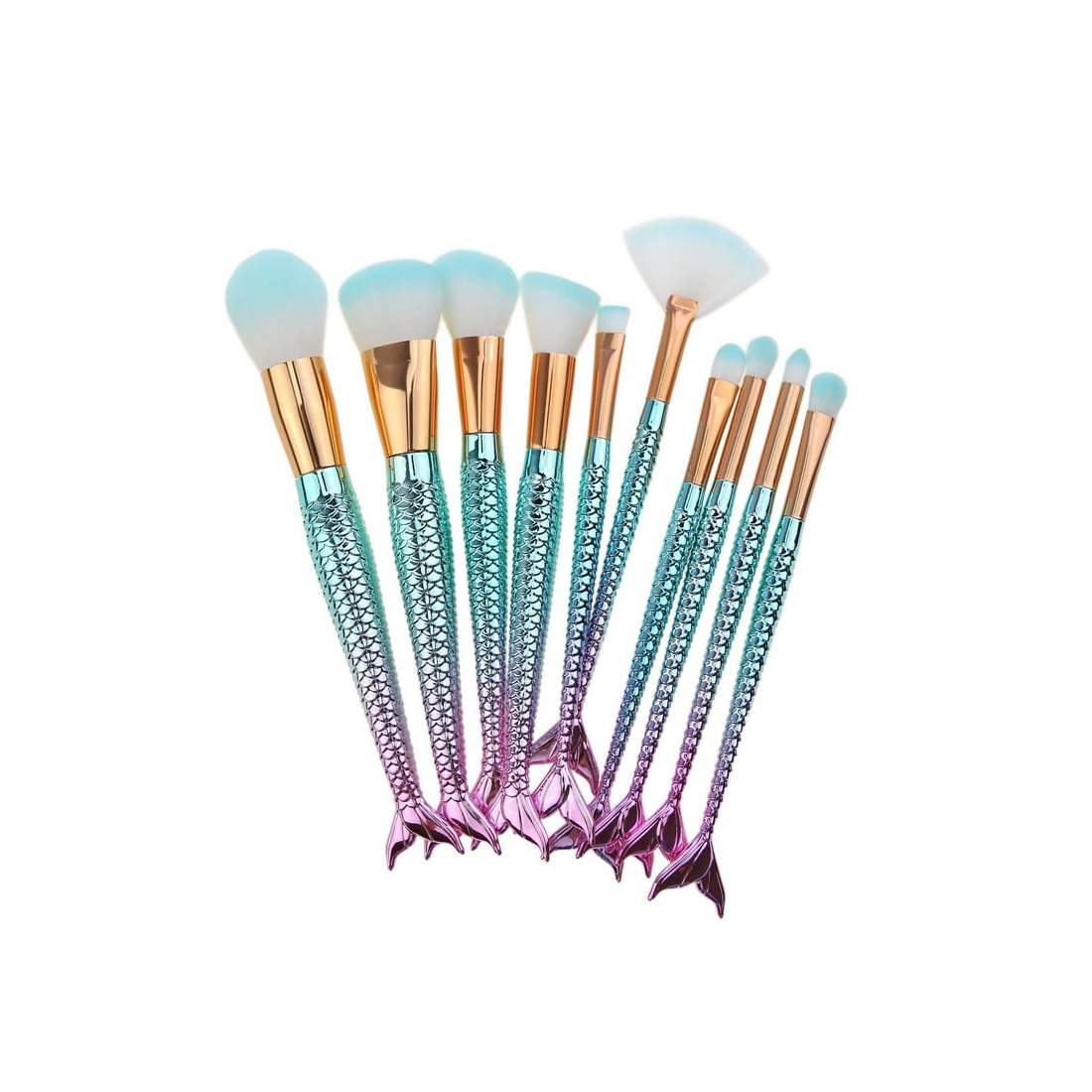 Flerfärgade mermaid sminkborstar | Hälsa & Skönhet - Smink & Tillbehör - Sminkborstar & Tillbehör | Pryloteket