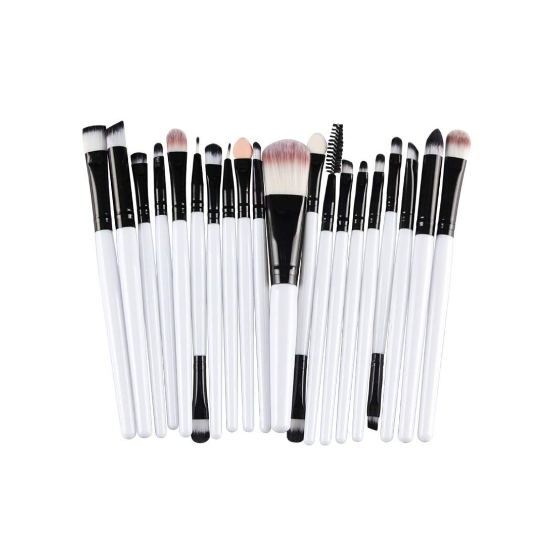 Multi Paket med Sminkborstar - Svart med vitt skaft | Hälsa & Skönhet - Smink & Tillbehör - Sminkborstar & Tillbehör | Pryloteket