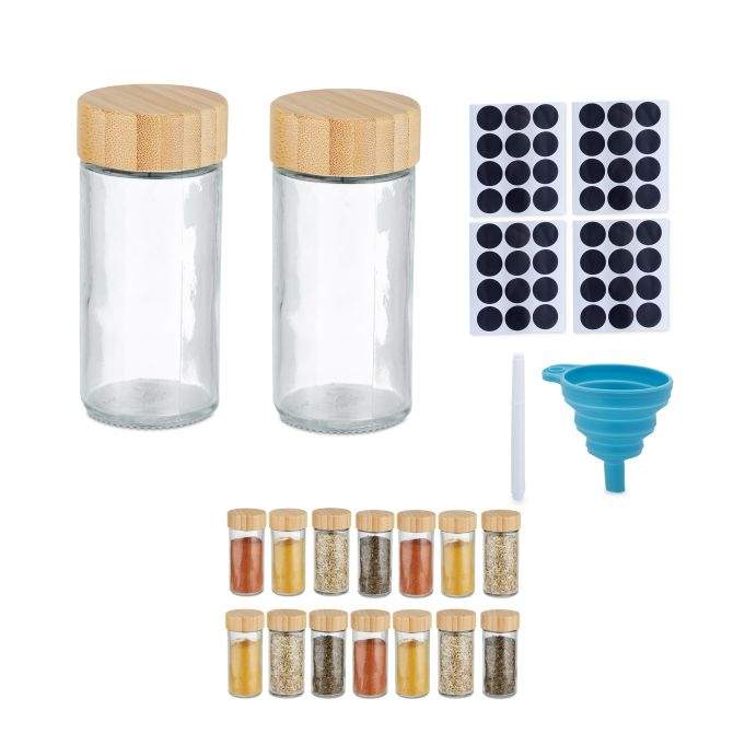 Runde krydderiglas med bambuslåg