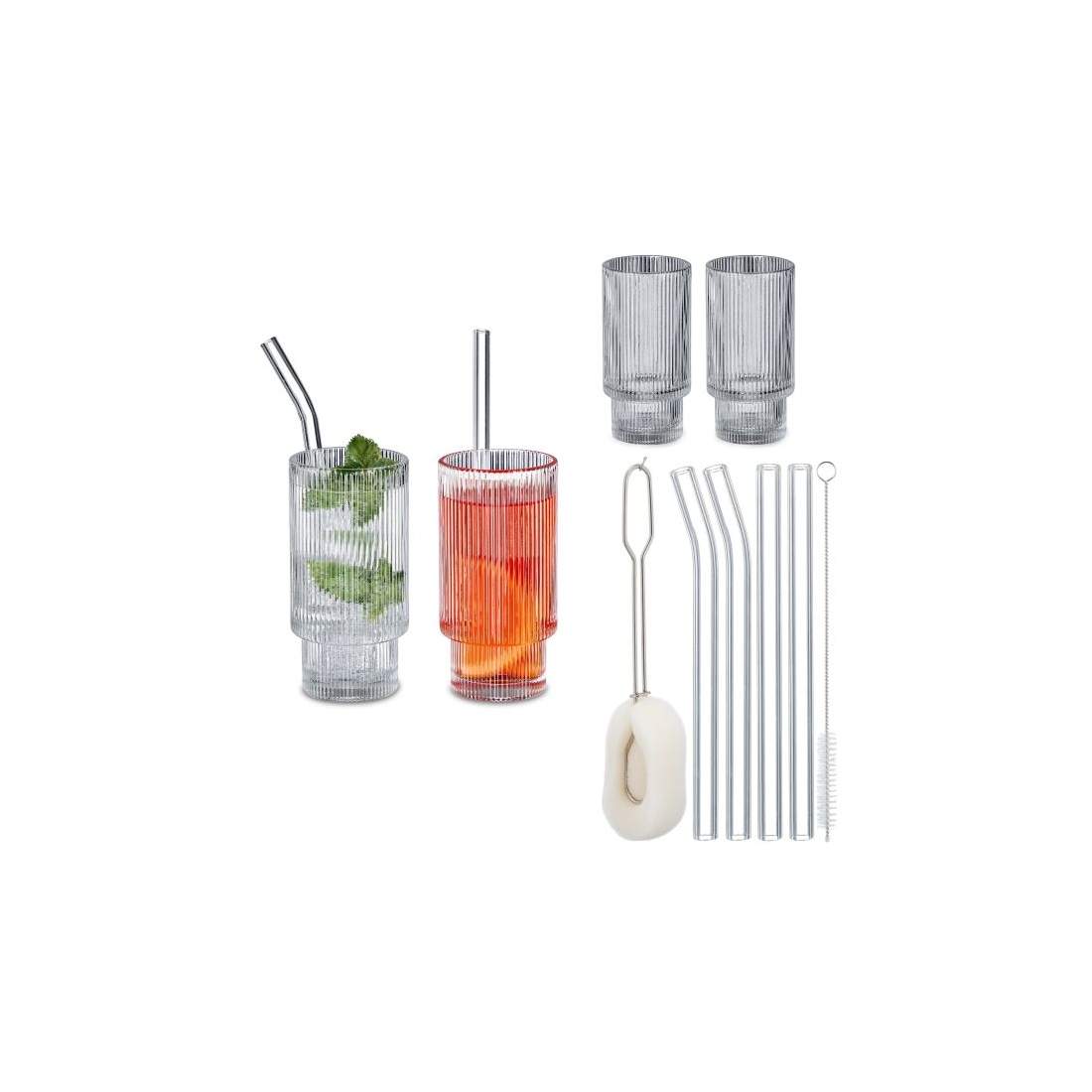 Ribbade dricksglas 4-pack | Hem & Hobby - Hem & Hushåll - Kök - Servering - Sugrör | Pryloteket