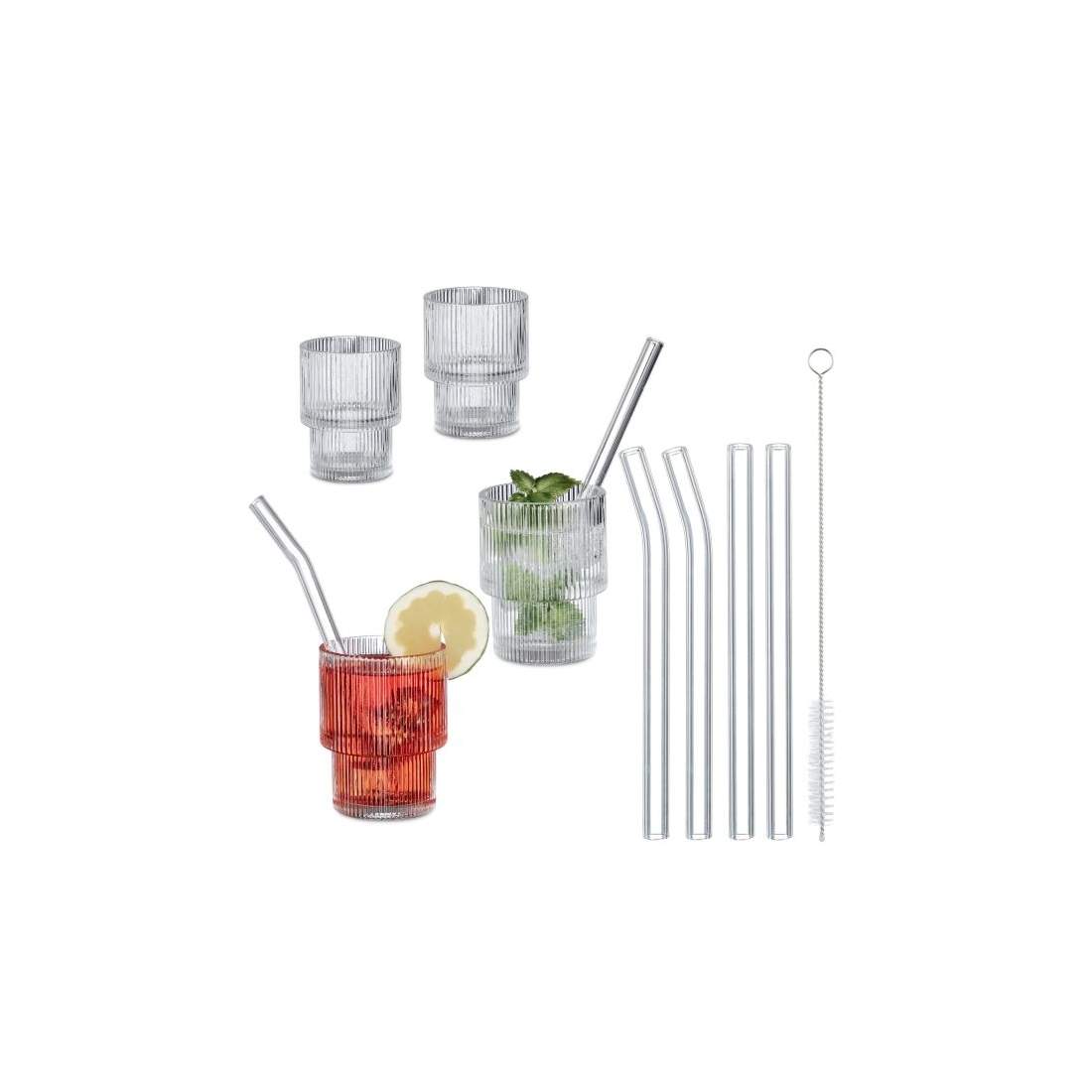 Ribbade dricksglas 4-pack | Hem & Hobby - Hem & Hushåll - Kök - Servering - Sugrör | Pryloteket