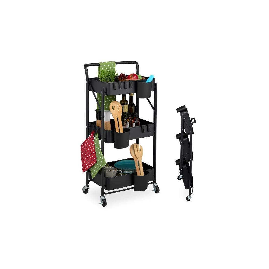 Hopfällbar vagn med 3 hyllplan | Hem & Hobby - Hem & Hushåll - Kök - Servering | Pryloteket