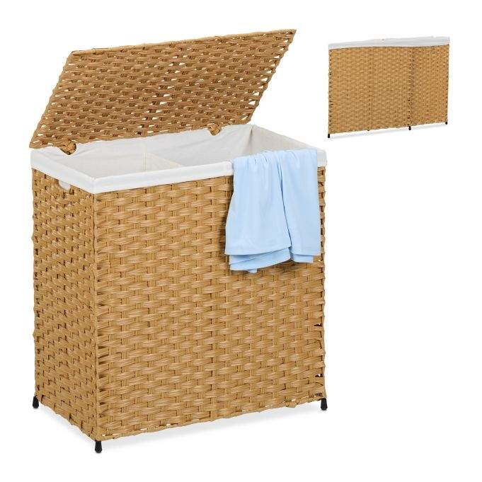 Vasketøjskurv i rattan look 110 L