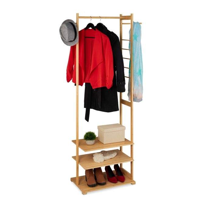 Tøjbøjle i bambus med 3 rum