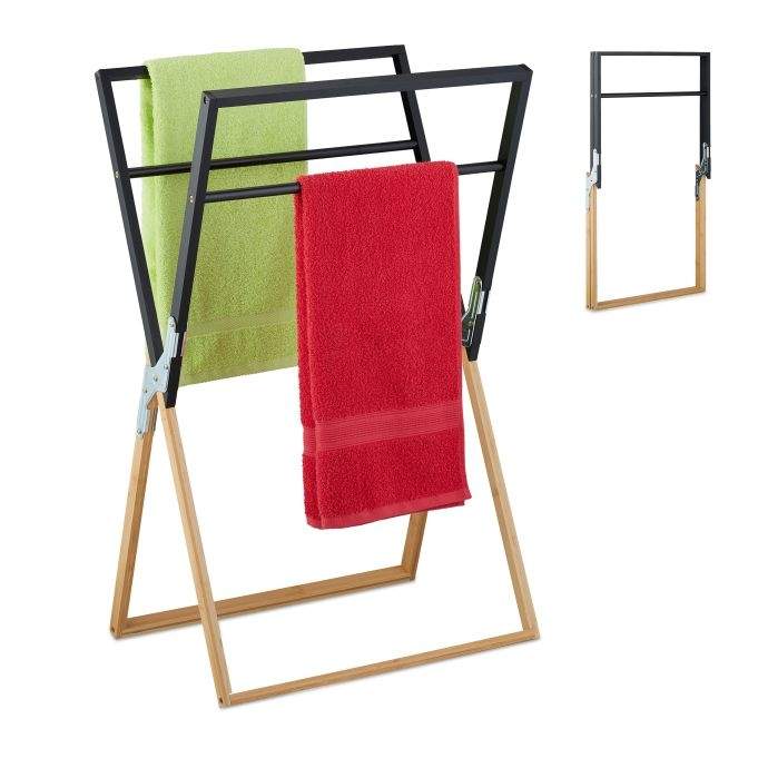 Sammenfoldelig bambus håndklædeholder