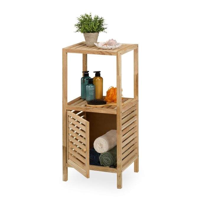 Badeværelseshylde med låge og 2 rum