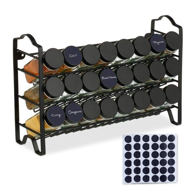 Krydderihylde med 24 glas