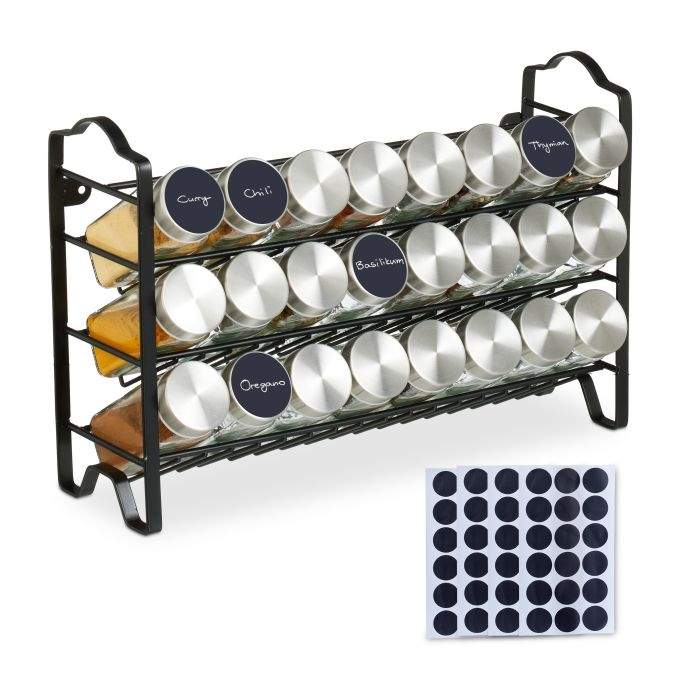 Krydderihylde med 24 glas