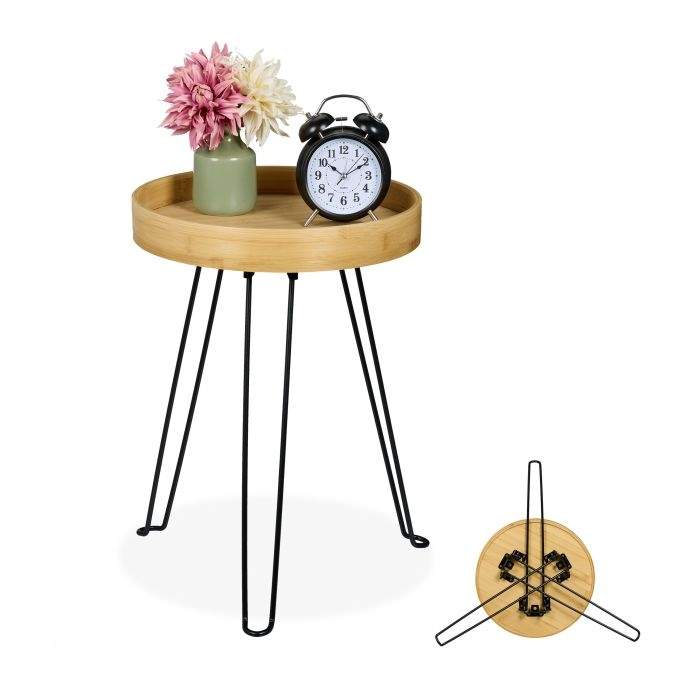 Sidebord bambus og metal