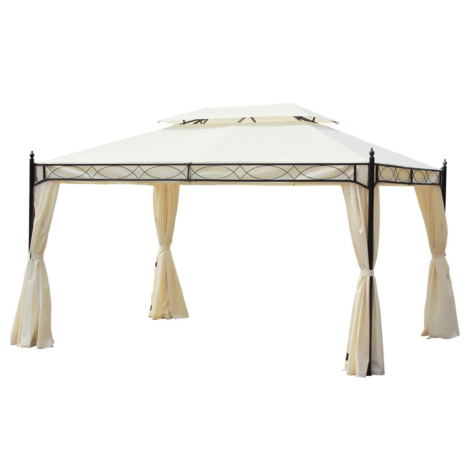 Luksus pavillon havepavillon 3x4 m creme, partytelt telt havetelt pagode til have og terrasse