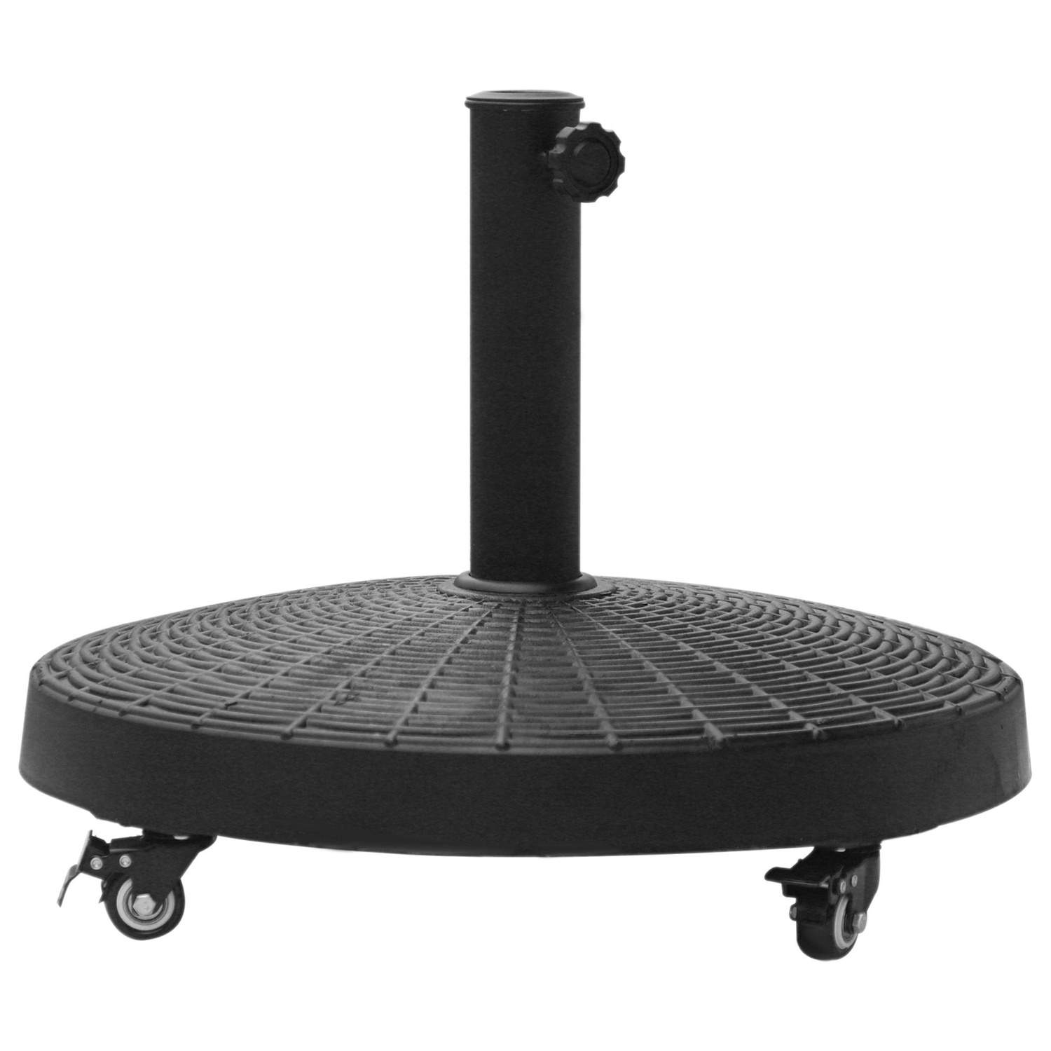 Parasolstativ 25 kg paraplyfod med hjul rattan look til paraplyer Ø38/48 mm kunstharpiks & metal Ø52 x 41cm
