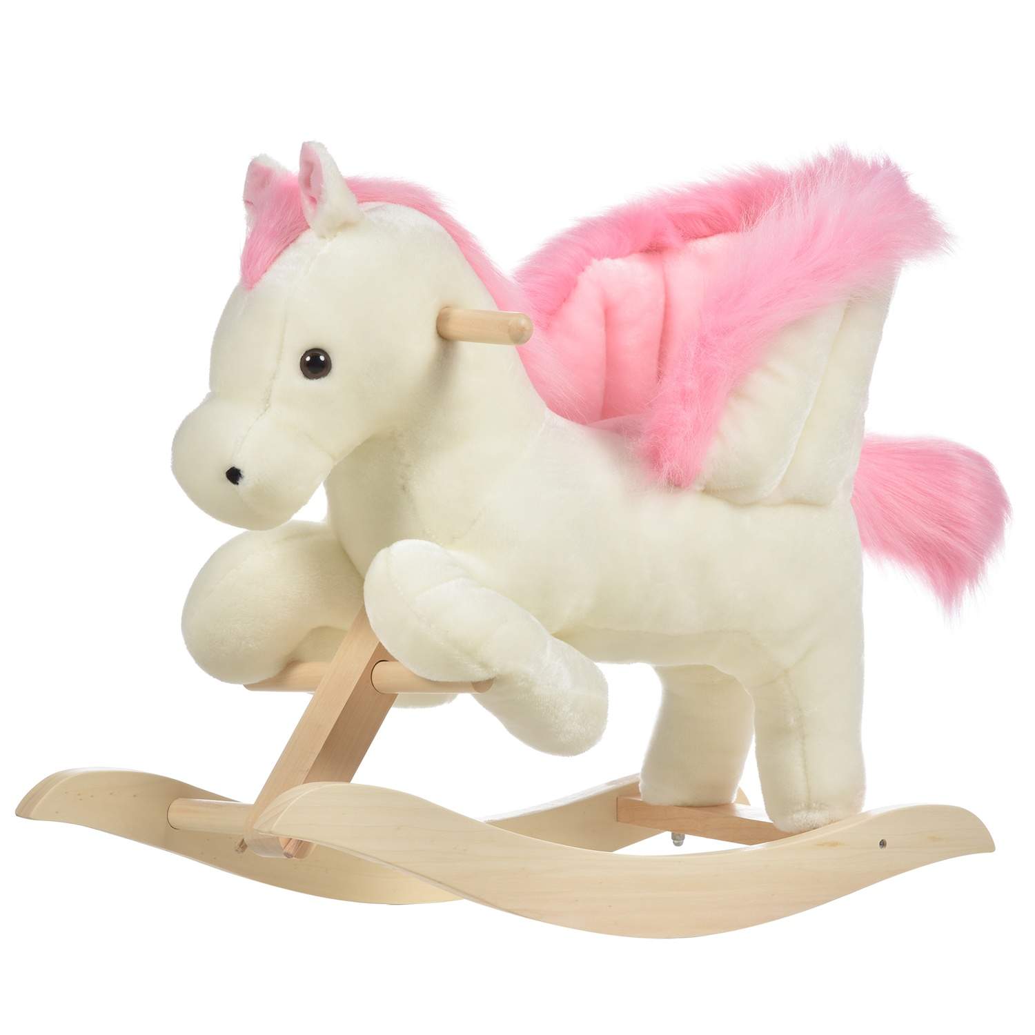Børns gyngehest Baby gyngedyr med lyde Gribehåndtag til 18-36 måneder Plys Hvid Pink 70x28x57 cm