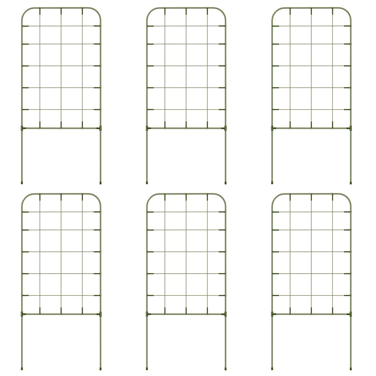 Sæt med 6 espalier lavet af planteholdere i stål og espalier til klatreplanter, velegnet til altaner, robust og vejrbestandig, g