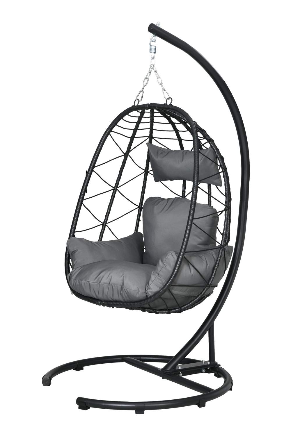 Hængestol rattan hængestol 195 cm høj med stelhynder og vandtæt betræk til have og indendørs op til 150 kg