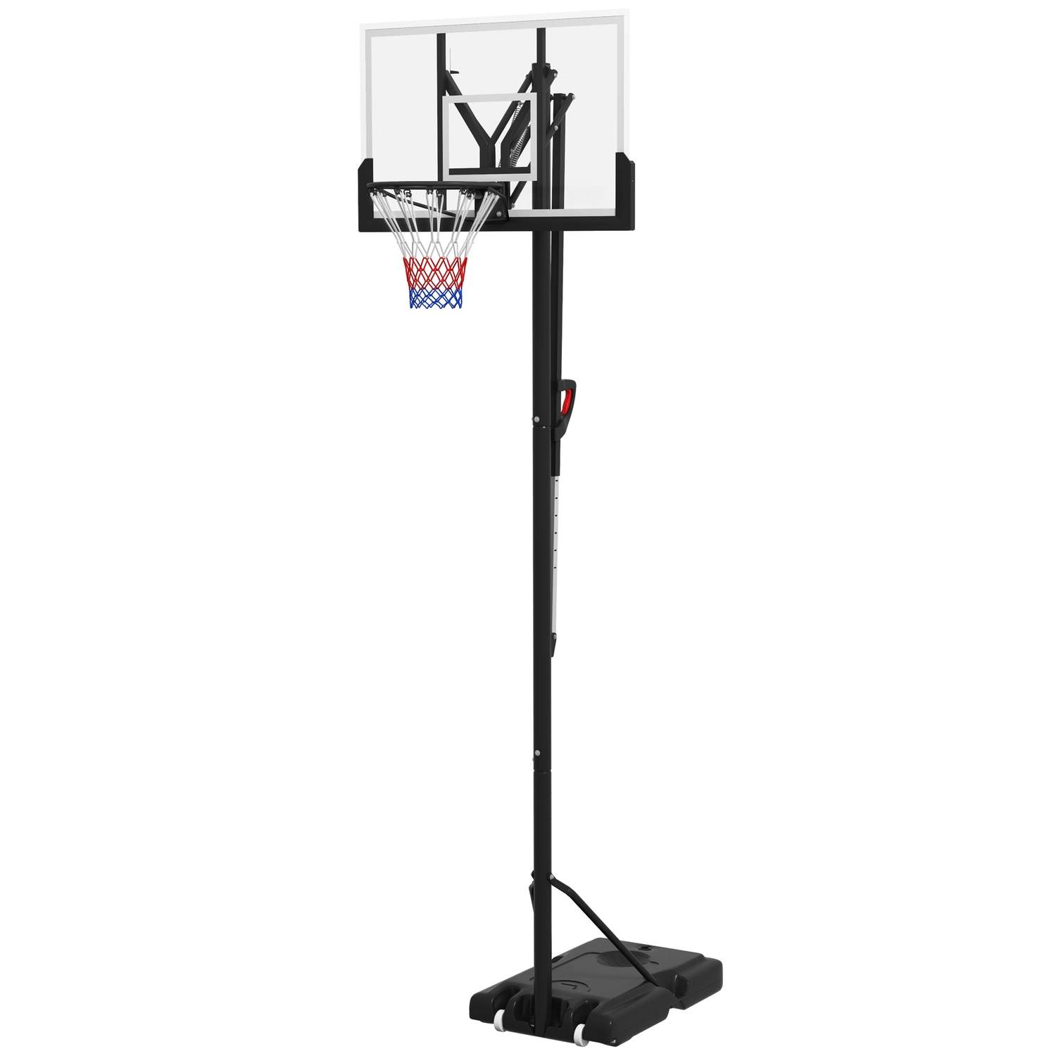 Basketballring højdejusterbar 295-365 cm med stativ og hjul, basketballsystem til udendørs, robust stål
