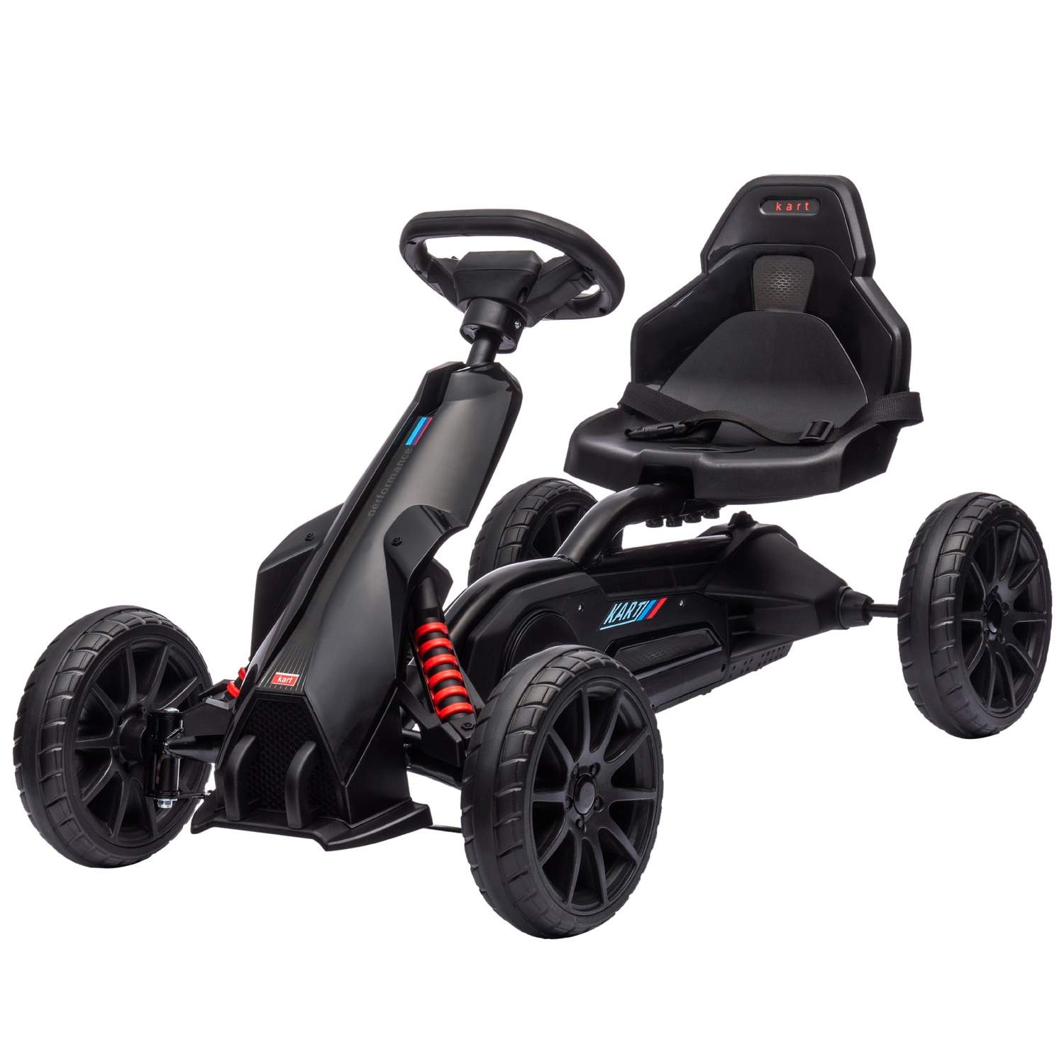 Gokart-pedalbil med håndbremse, justerbart sæde, frem- og bakgear, pedalbil børnekøretøj Kettcar til børn 3-8 år sort Aosom