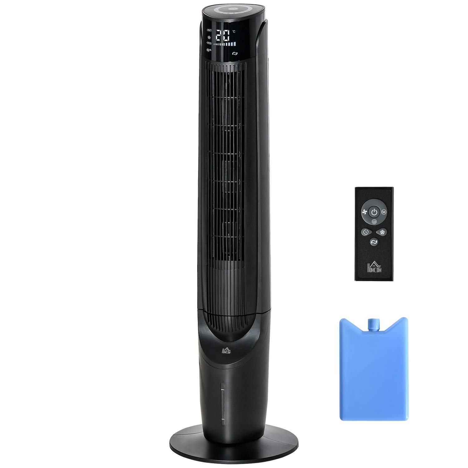 Kolonne Ventilatortårn Ventilator Luftkøler 2-i-1 - 4 tilstande 3 hastigheder, Fjernbetjening, Timer, Drejelig - Sort Aosom
