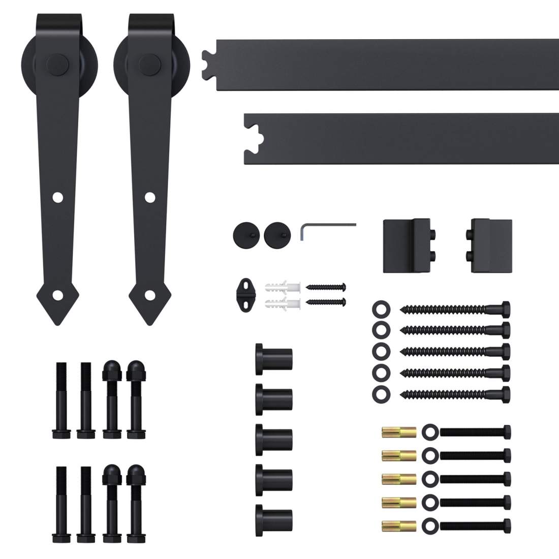 Sliding Door Hardware Set 200cm Komplett set med skenor, rullar, anti-hoppanordningar, dörrstopp, kolstål skjutdörrssystem svart | Mode & Accessoarer - Smycken, Smyckesset & Tillbehör - Ringar | Pryloteket