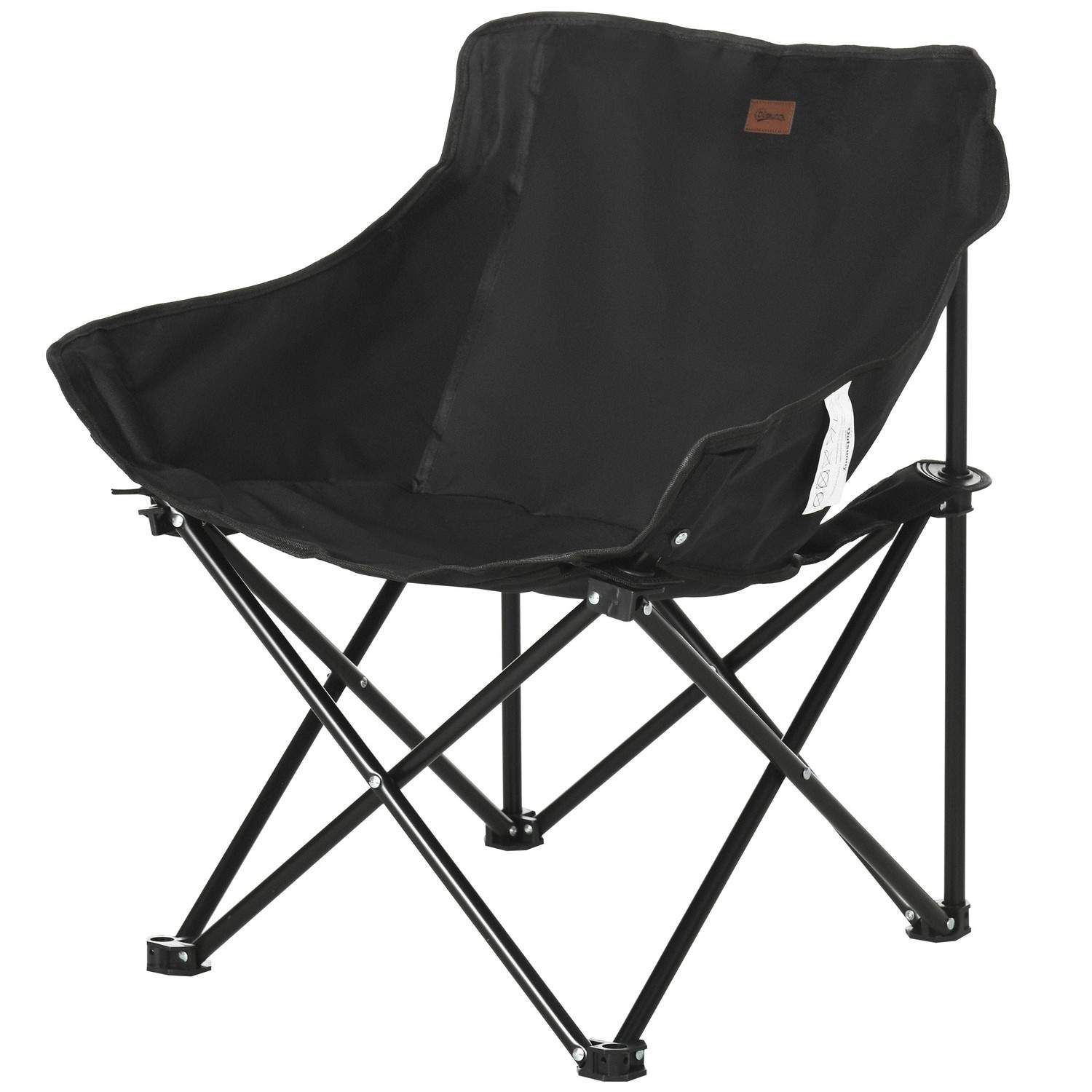 Camping Chair Kokoontaittuva puutarhatuoli sivutaskulla teräsjalat Taitettava tuoli kantolaukulla Pool Beachille Oxford Black