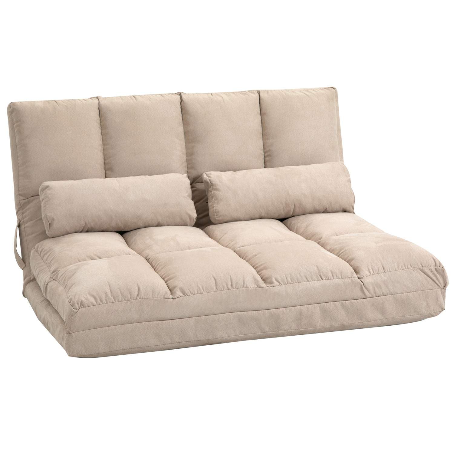 Gulvstol 2-i-1 Gulvstol Seng med ryglæn 3 Positioner Justerbar sædehynde Beige Fløjlsstål 102 x 73 x 60 cm Aosom