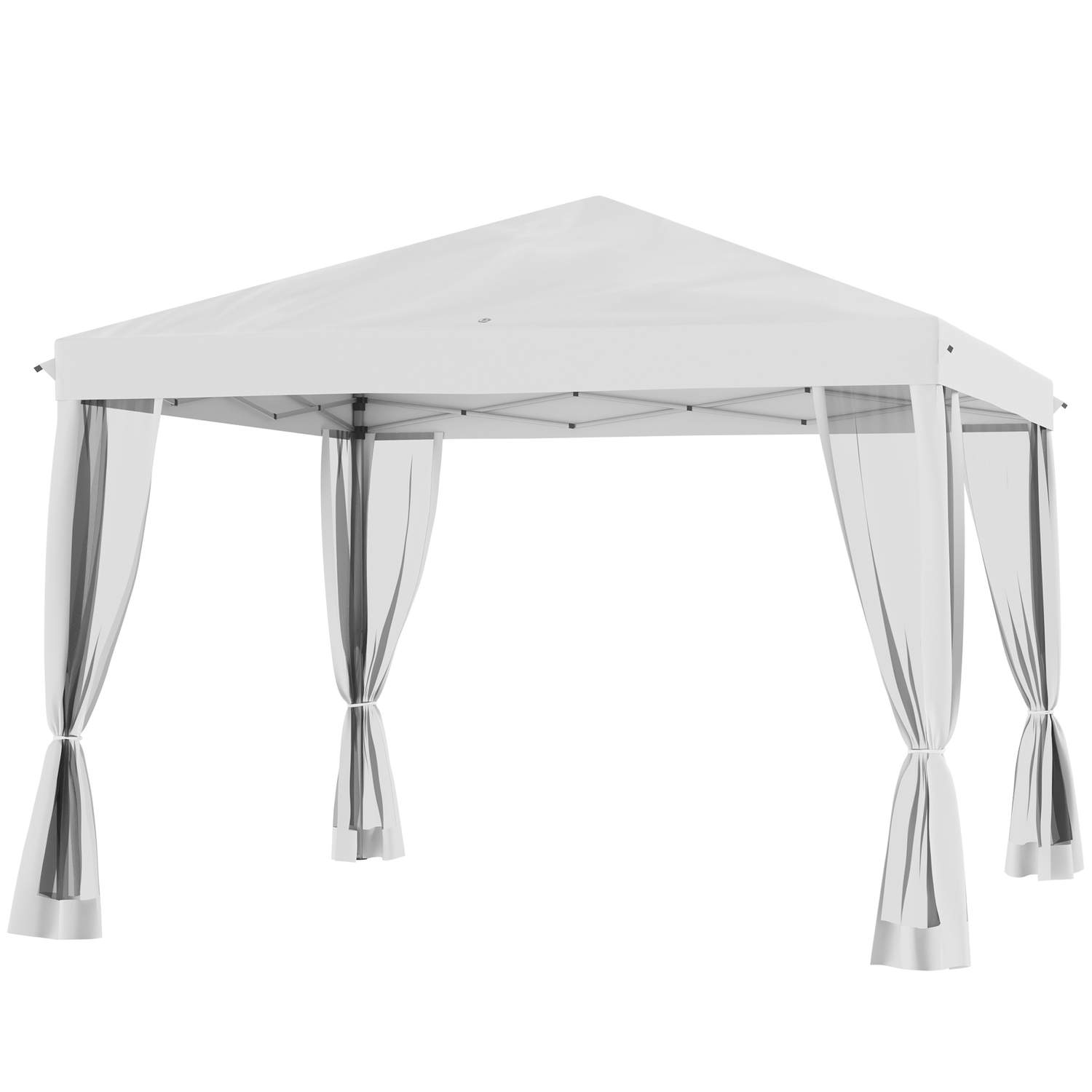 Lysthus ca. 3x3m, vandafvisende, stabilt, vintertæt pop-up foldepavillon med UV-beskyttelse, foldbart partytelt, havetelt med 4