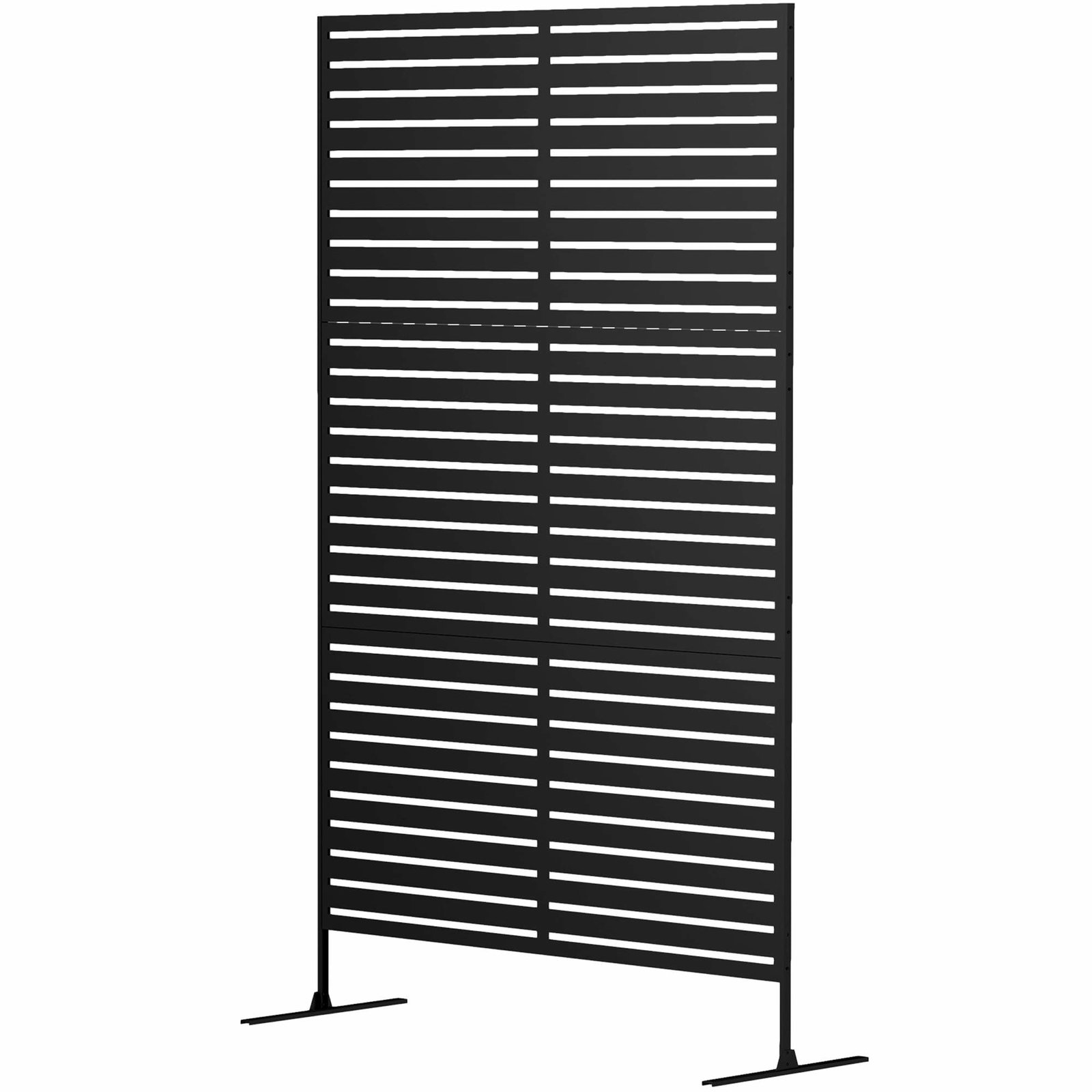 Rumdeler, 3 dele, 122 x 198 cm, fritstående skærm i lameller, skillevæg, 3-delt privatskærm af stål, udendørs rumdeler, privatsk
